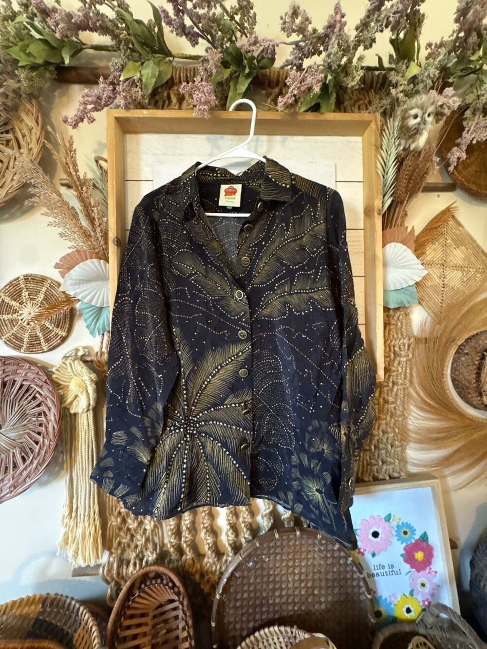 Farm Rio Golden Foliage Pyjama Shirt Size S